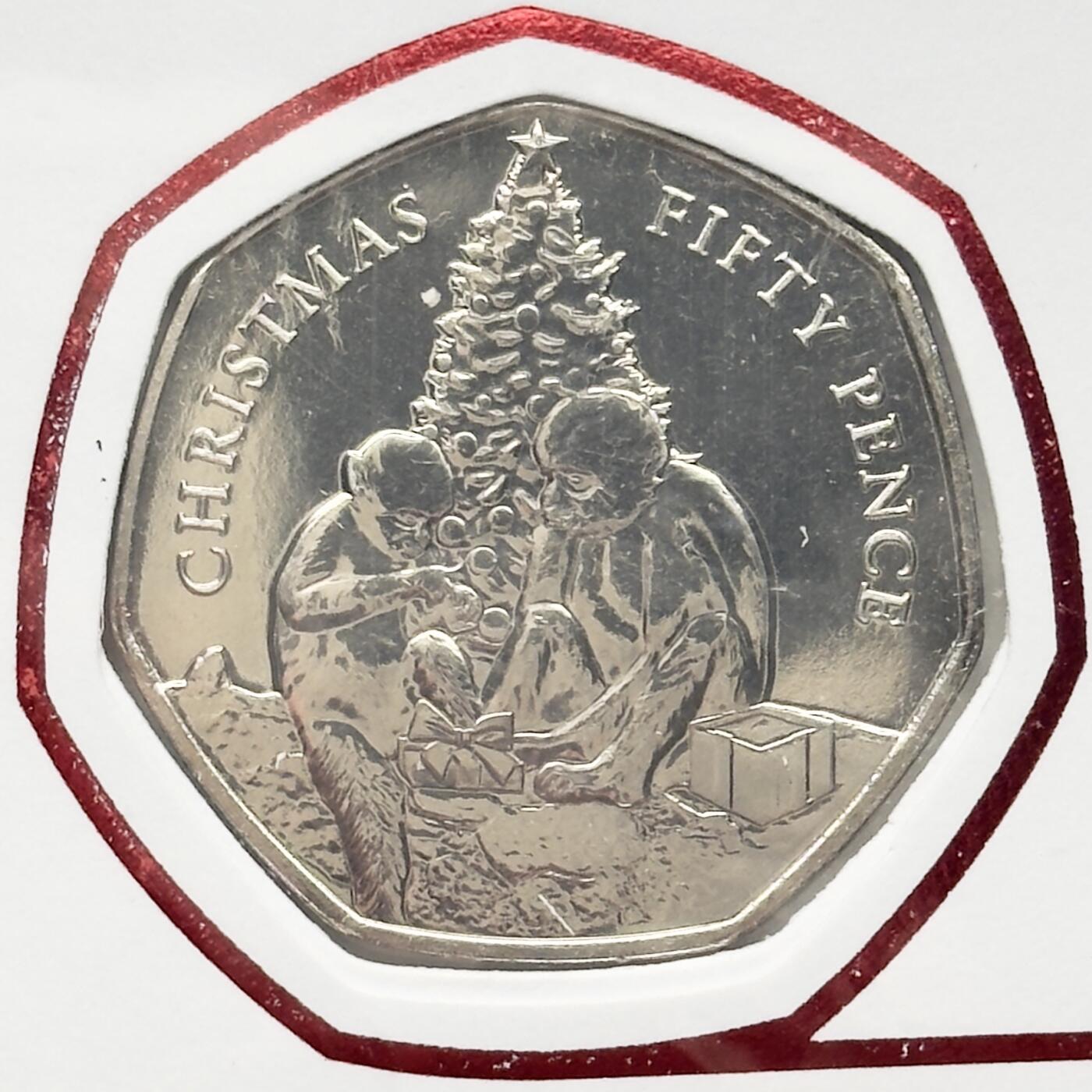 ＜小葵钱铺＞第67期·克朗币·银币场·满200包邮，不寄存·12月15日发货 〈邮币封〉直布罗陀2021圣诞节·巴巴里猕猴和圣诞树50便士纪念币