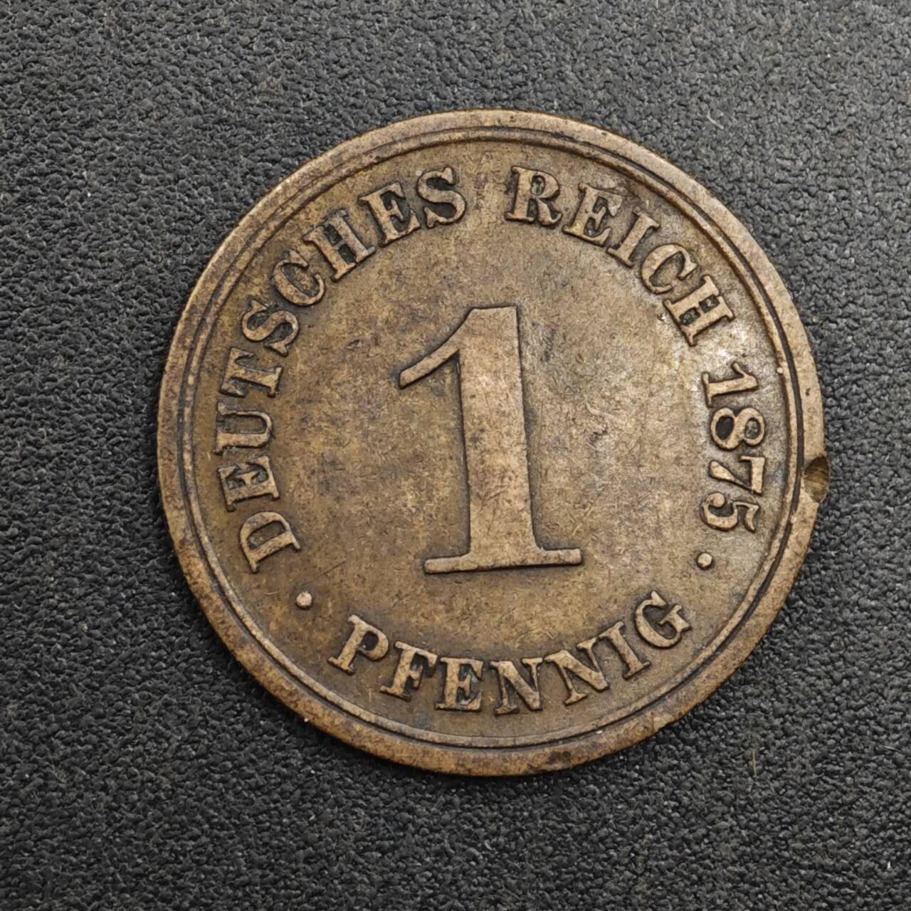 【淘币小摊】实时拍第八百二十六拍   散币场   满百包邮可预留二周 每周一统一发货   德国1875年1芬妮铜币