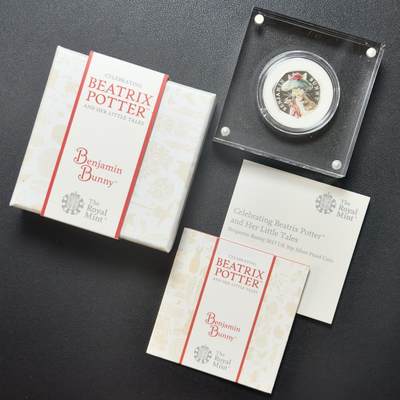 ＜小葵钱铺＞第67期·克朗币·银币场·满200包邮，不寄存·12月15日发货 - 〈原盒·证书〉英国2017年本杰明兔子50便士精制纪念银币