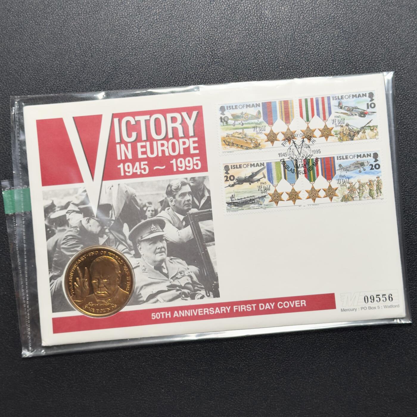 ＜小葵钱铺＞第67期·克朗币·银币场·满200包邮，不寄存·12月15日发货 〈邮币封〉马恩岛1995年二战结束50周年5克朗型Virenium纪念币