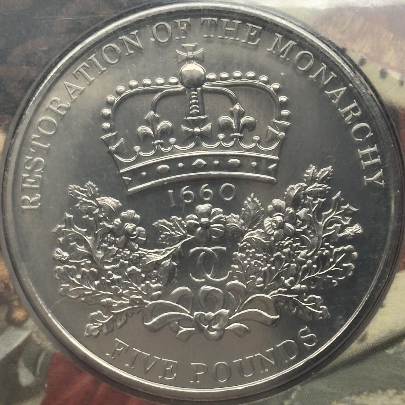 ＜小葵钱铺＞第67期·克朗币·银币场·满200包邮，不寄存·12月15日发货 〈邮币封〉英国2010年君主制复辟350周年5镑克朗型纪念币