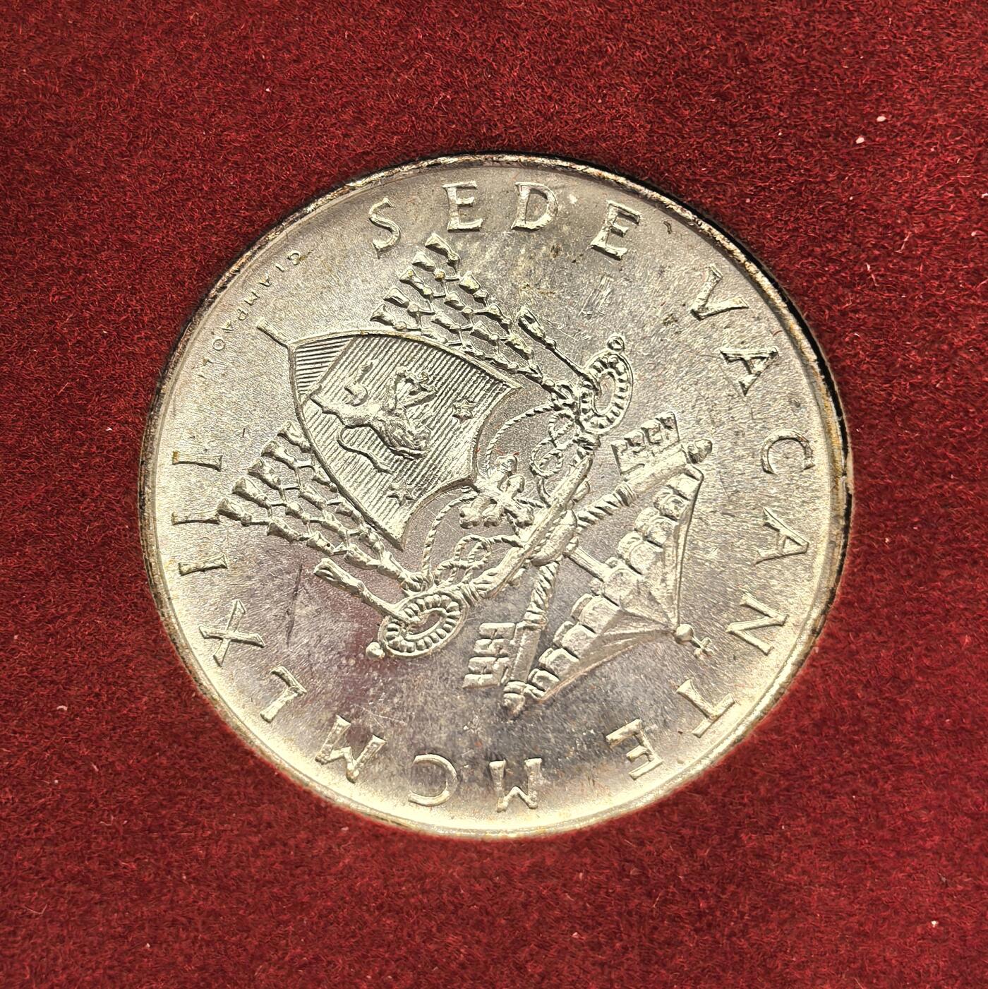 博洋堂世界钱币拍卖第151期（全场包邮） 梵蒂冈教皇缺位500里拉银币，原封装