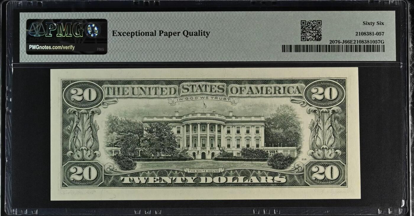 《外钞收藏家》第五百九十三期（精品场）（本平台长期征集拍品、欢迎藏友们联系合作） 1988A年 20美元 号码无4 PMG66EPQ