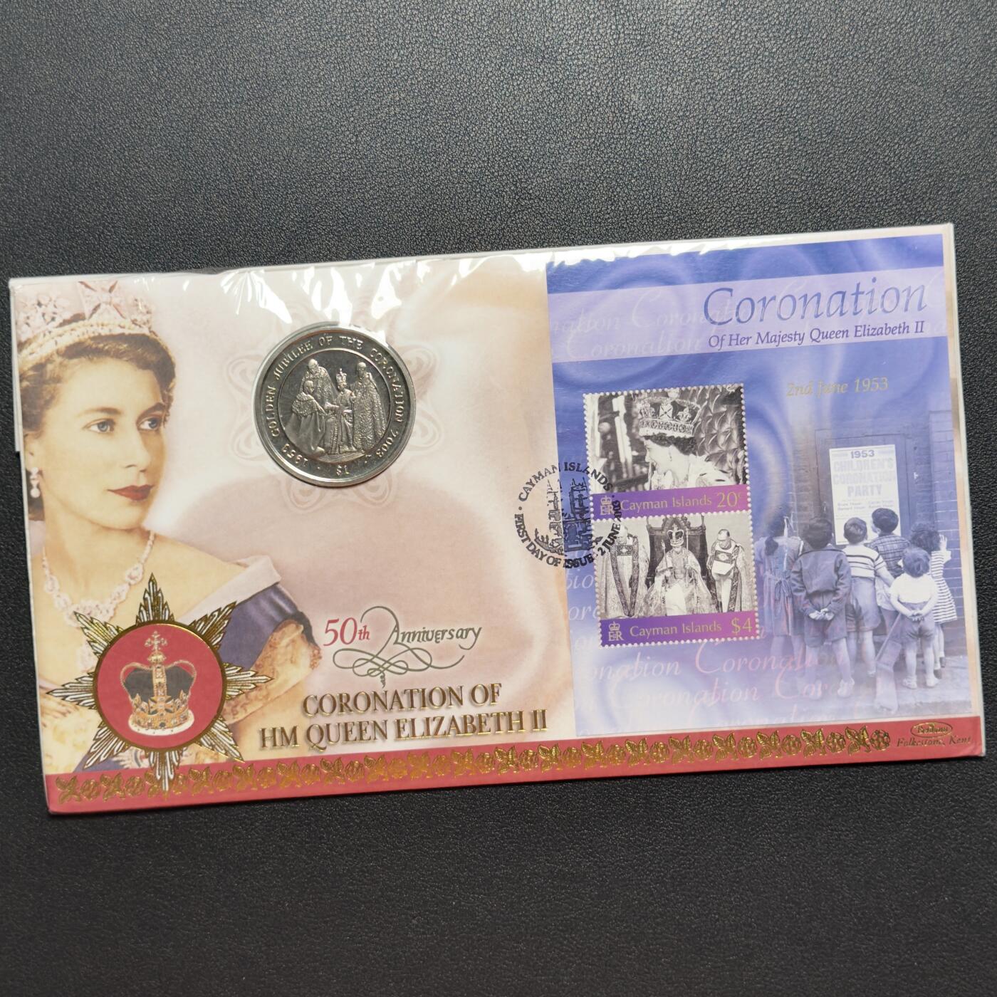 ＜小葵钱铺＞第67期·克朗币·银币场·满200包邮，不寄存·12月15日发货 〈邮币封〉塞拉利昂2003年加冕50周年1元克朗型纪念币