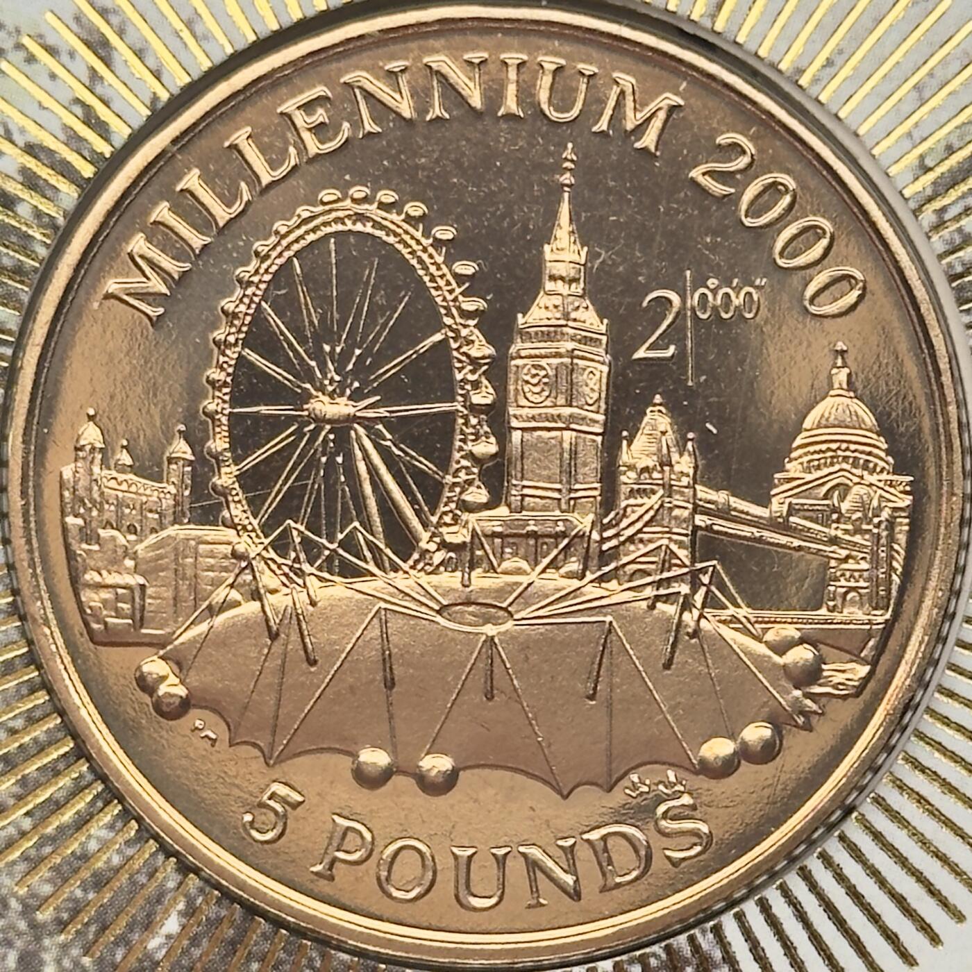 ＜小葵钱铺＞第67期·克朗币·银币场·满200包邮，不寄存·12月15日发货 〈邮币封〉直布罗陀1998年千禧穹顶5镑克朗型纪念币