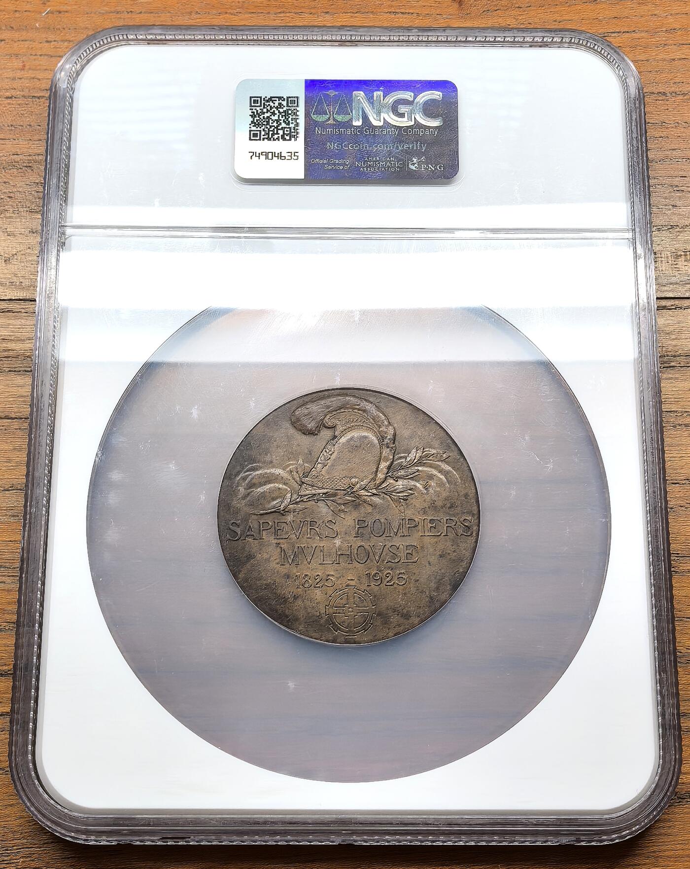 凡希社世界钱币微拍月度大拍（2025/12） 1925法国消防队成立百年纪念铜章NGC-MS62