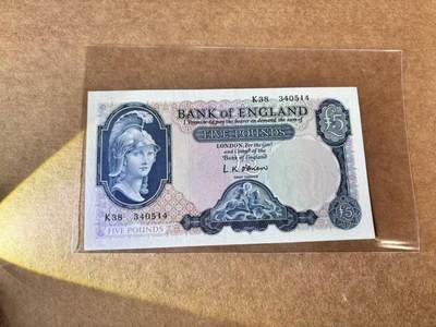 【Blue Auction】世界纸币精拍第762期——18级TOP拍卖/信誉/品质/专业/高效💫 - 英国 B序列 5镑 UNC-/AU+