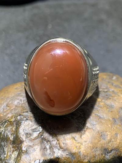 精美柿子红冻料南红玛瑙活口霸气戒指一枚！ - 精美柿子红冻料南红玛瑙活口霸气戒指一枚！