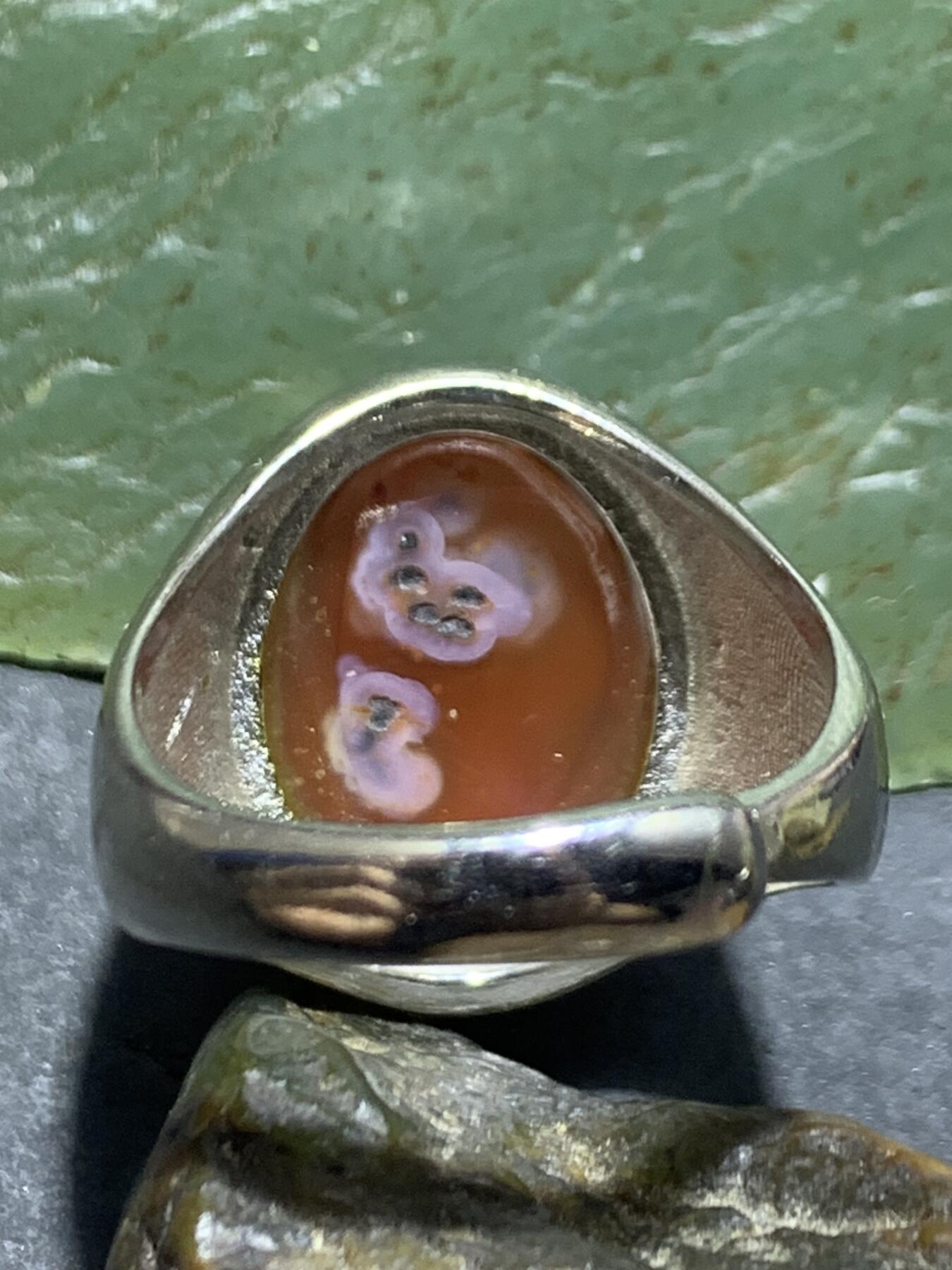 精美柿子红冻料南红玛瑙活口霸气戒指一枚！