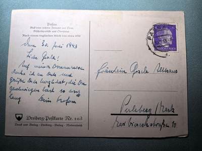 盛世勋华——号角文化勋章邮票专场拍卖第293期 - 德国（1939）1943年实寄明信片 帕绍城堡版画 贴小胡子邮票