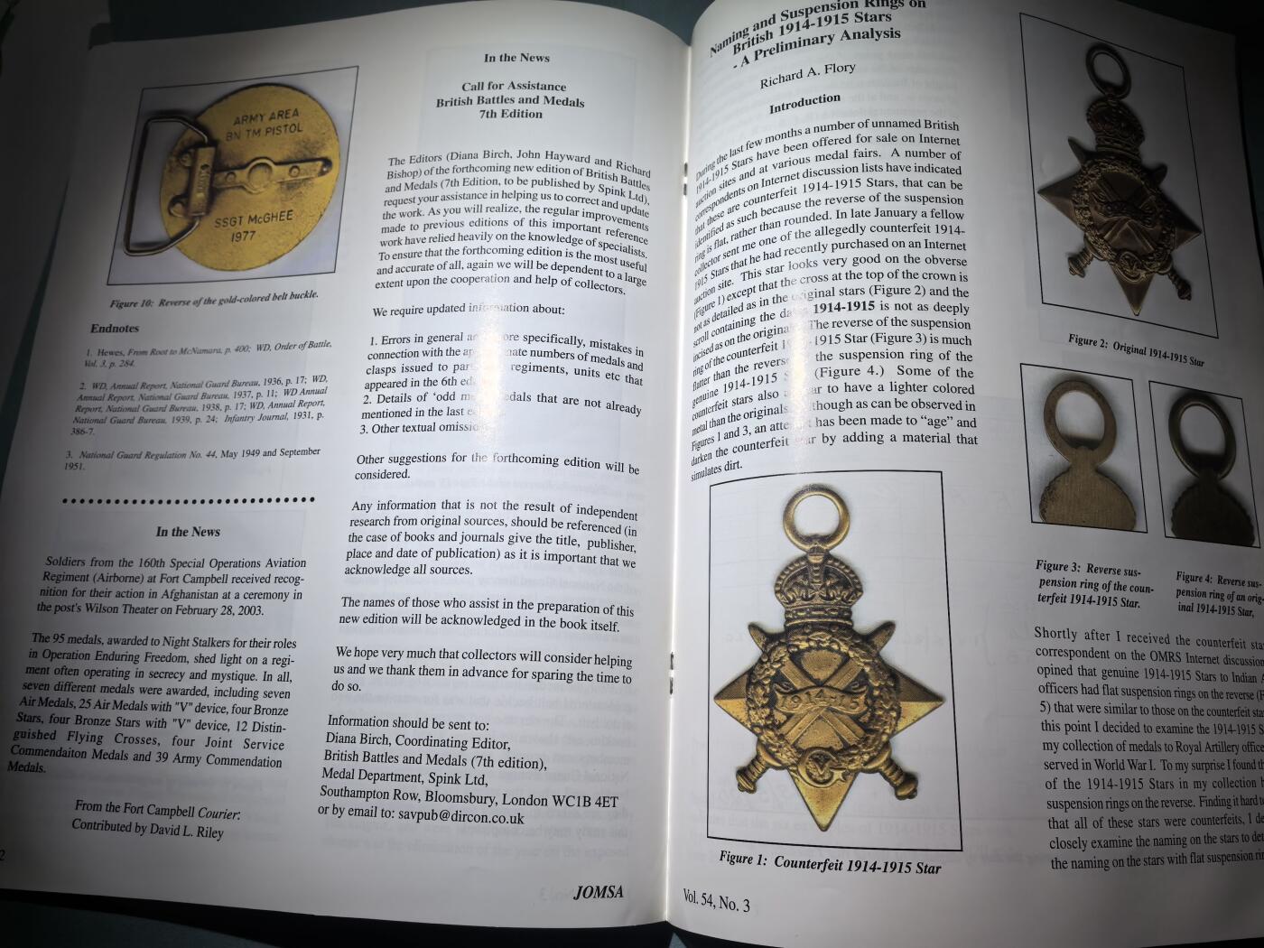 盛世勋华——号角文化勋章邮票专场拍卖第293期 美国勋章学会会刊 第54卷第3期 2003年5/6月刊 44页