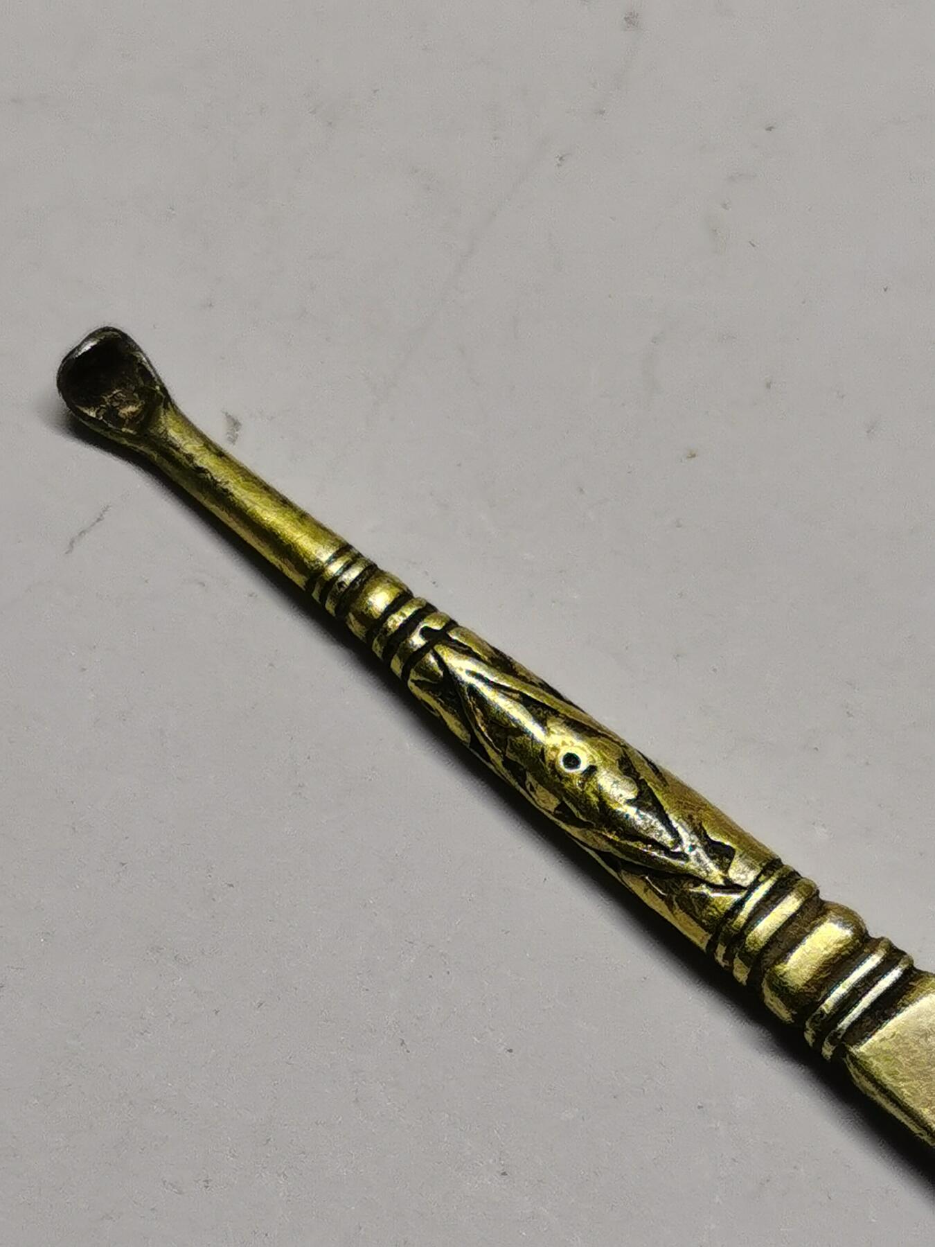 杂件专场88期 清代老银鎏金发簪耳勺