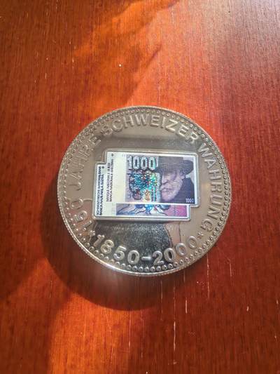 长老汇蛇年精选第八十二场拍卖 - 2000瑞士货币150周年1000法郎图案彩色铜镍章，30克，30MM