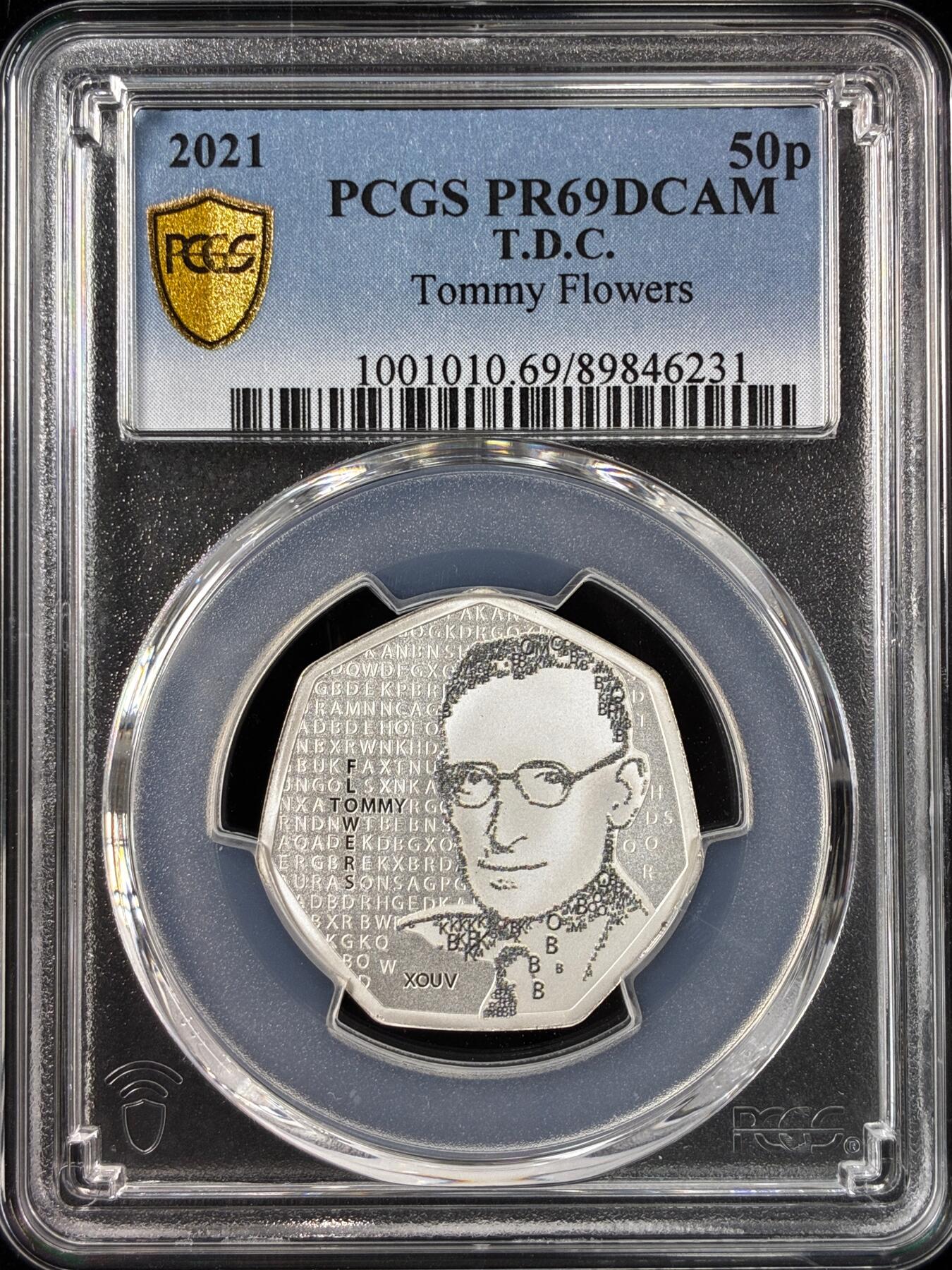 【雨安】【直播拍卖】【世界币章121期-评级币】2025-12-20 周六 19:30 保真 [评级现代] Trinidad and Tobago 特立尼达和多巴哥 50便士 2021年 现代计算机之父汤米·弗劳尔斯 PCGS-PR69DCAM 精制