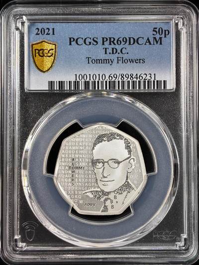 【雨安】【直播拍卖】【世界币章121期-评级币】2025-12-20 周六 19:30 保真 - [评级现代] Trinidad and Tobago 特立尼达和多巴哥 50便士 2021年 现代计算机之父汤米·弗劳尔斯 PCGS-PR69DCAM 精制