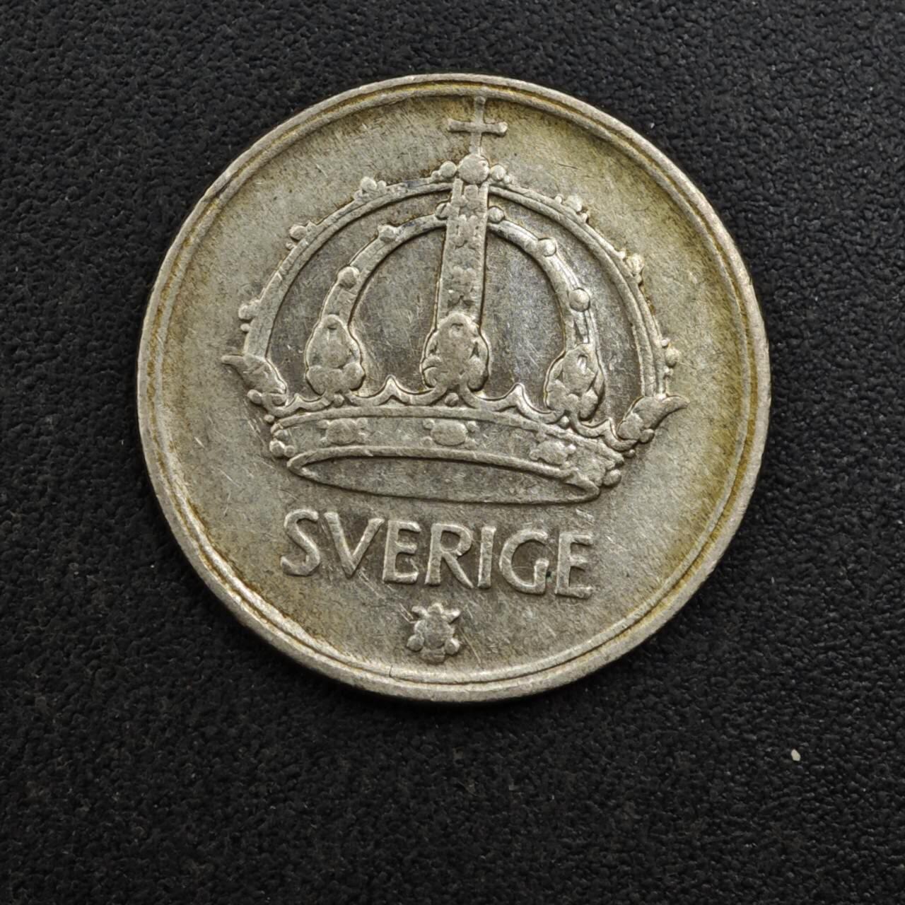 【淘币小摊】实时拍第八百二十七拍   散币场   满百包邮可预留二周 每周一统一发货   瑞典1947年25欧尔银币