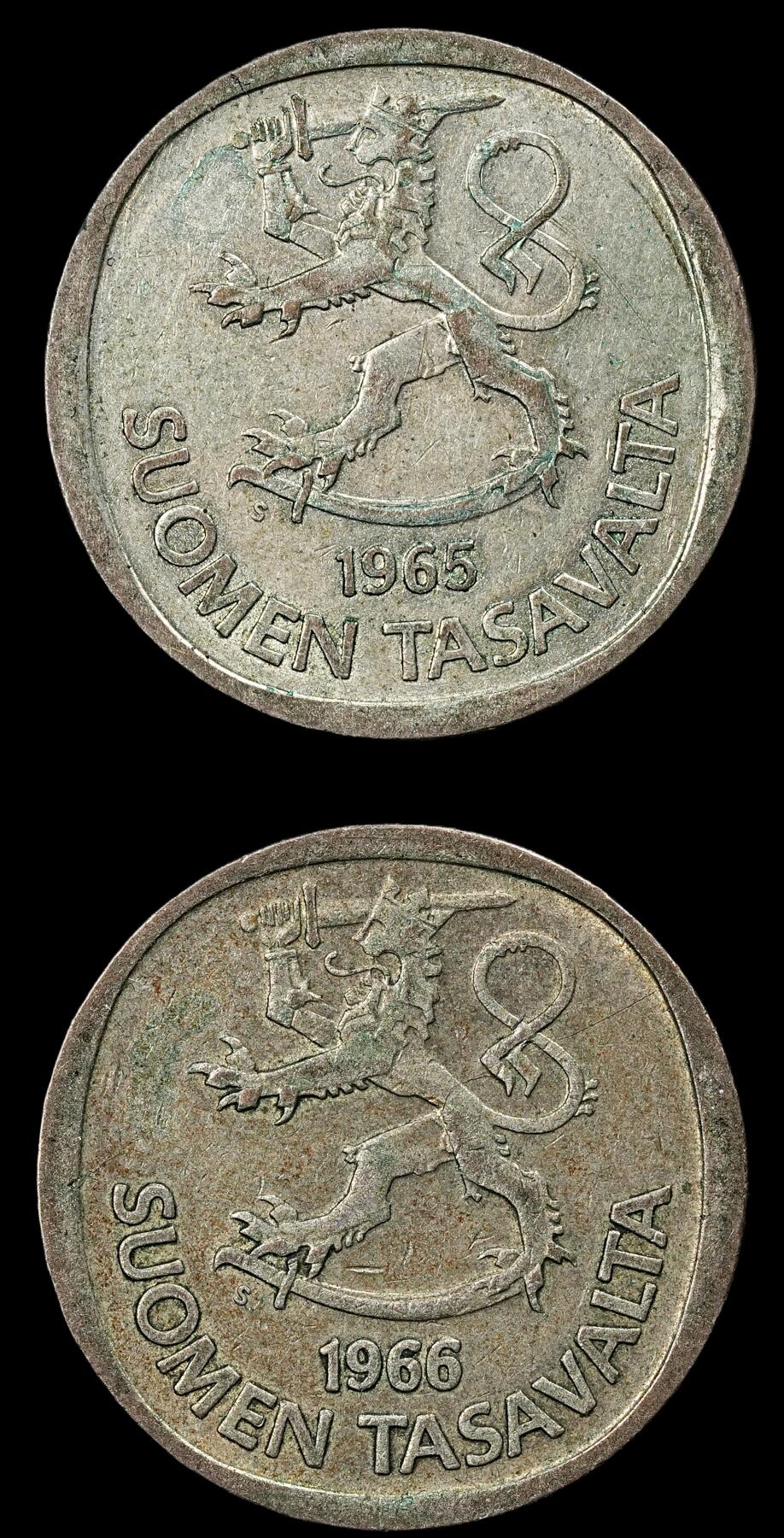 修遠堂世界钱币第九十七期 芬兰1马克银币两枚 总重12.77g 含银35%