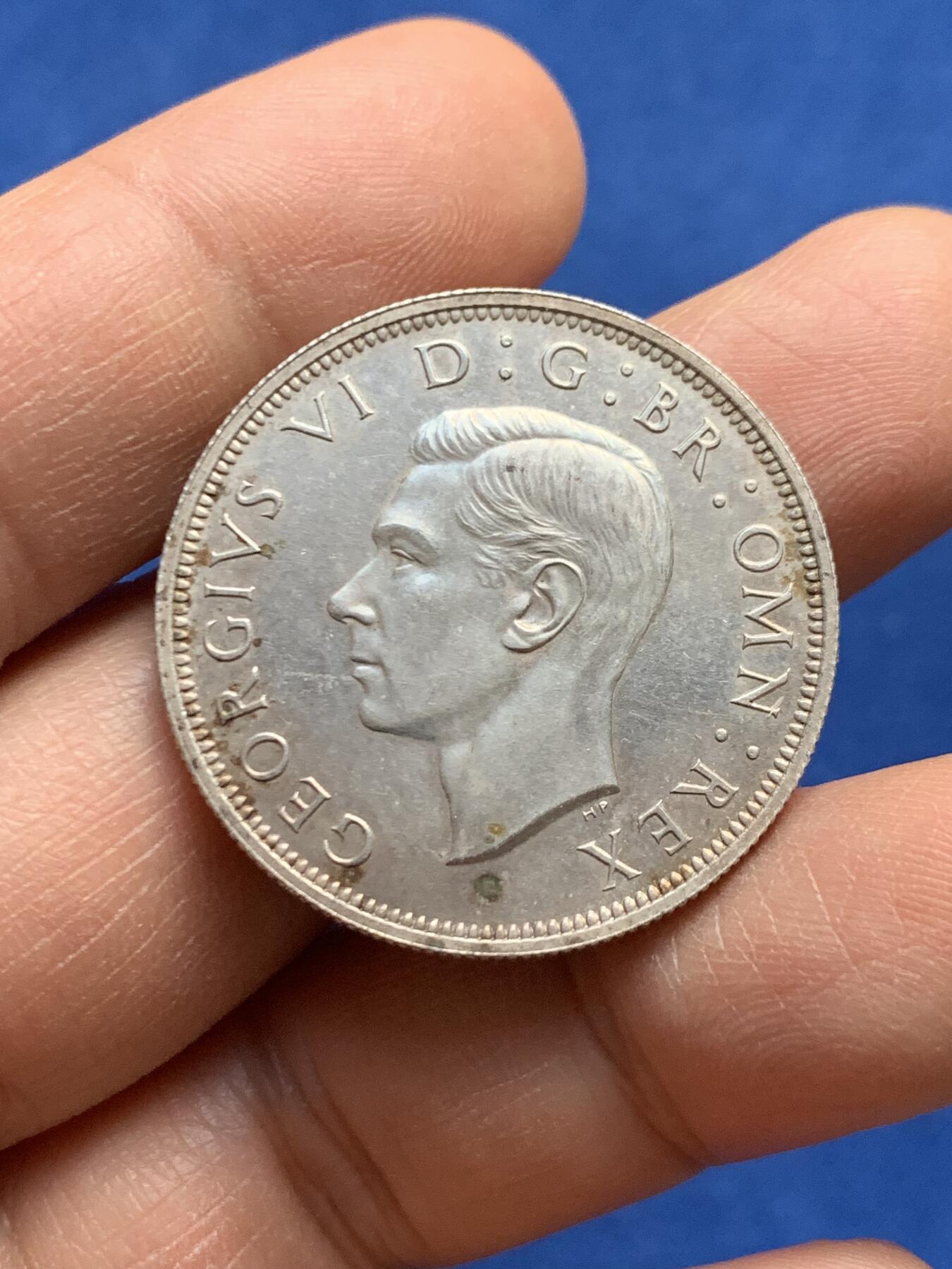 《竞宝斋》第447场 周日，周一，2场连拍 （全场包邮） 英国 1937年 乔治六世 半克朗精制银币 有精制感