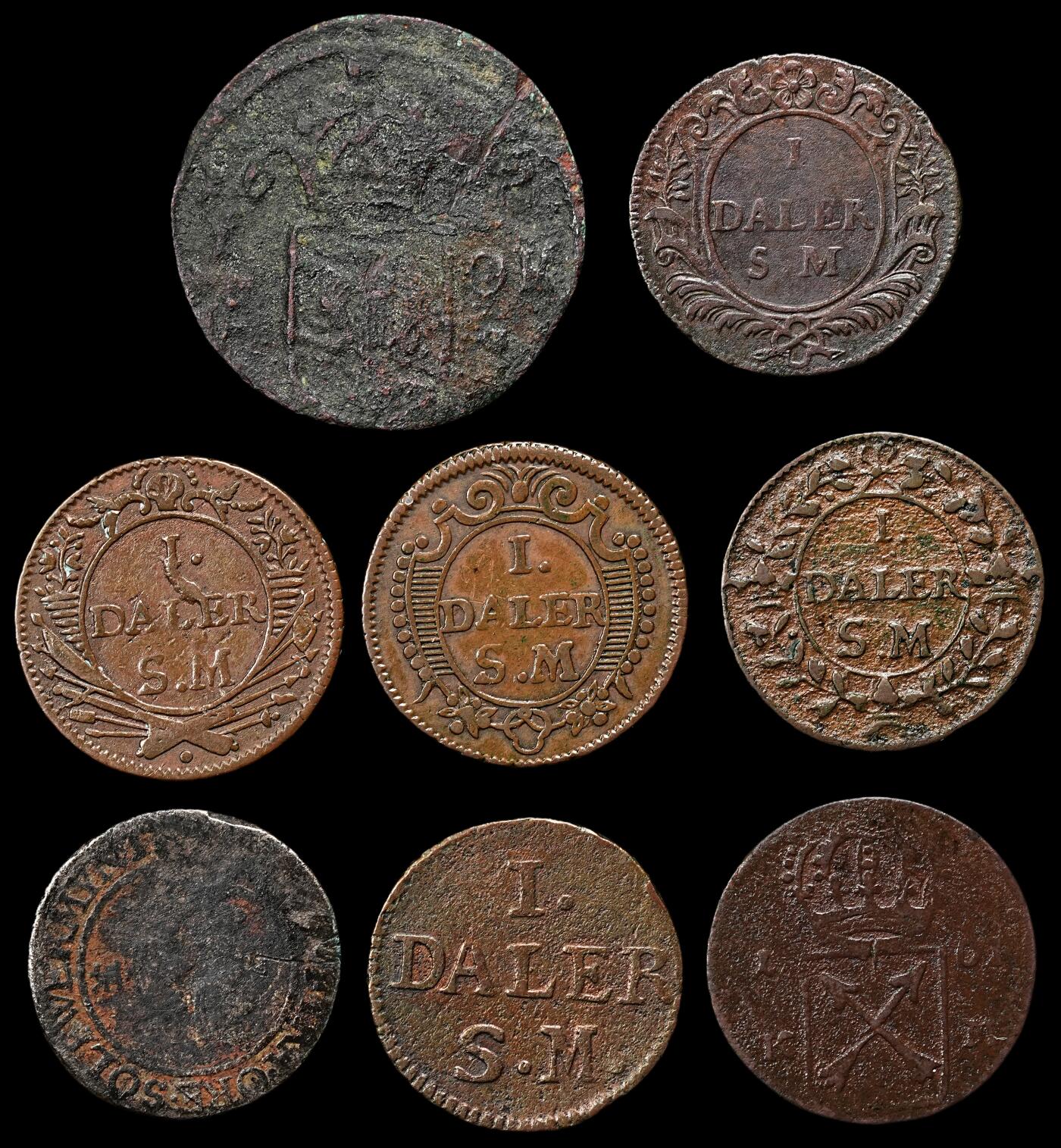 修遠堂世界钱币第九十七期 17-18世纪瑞典旧铜币一组 带藏家手写标签