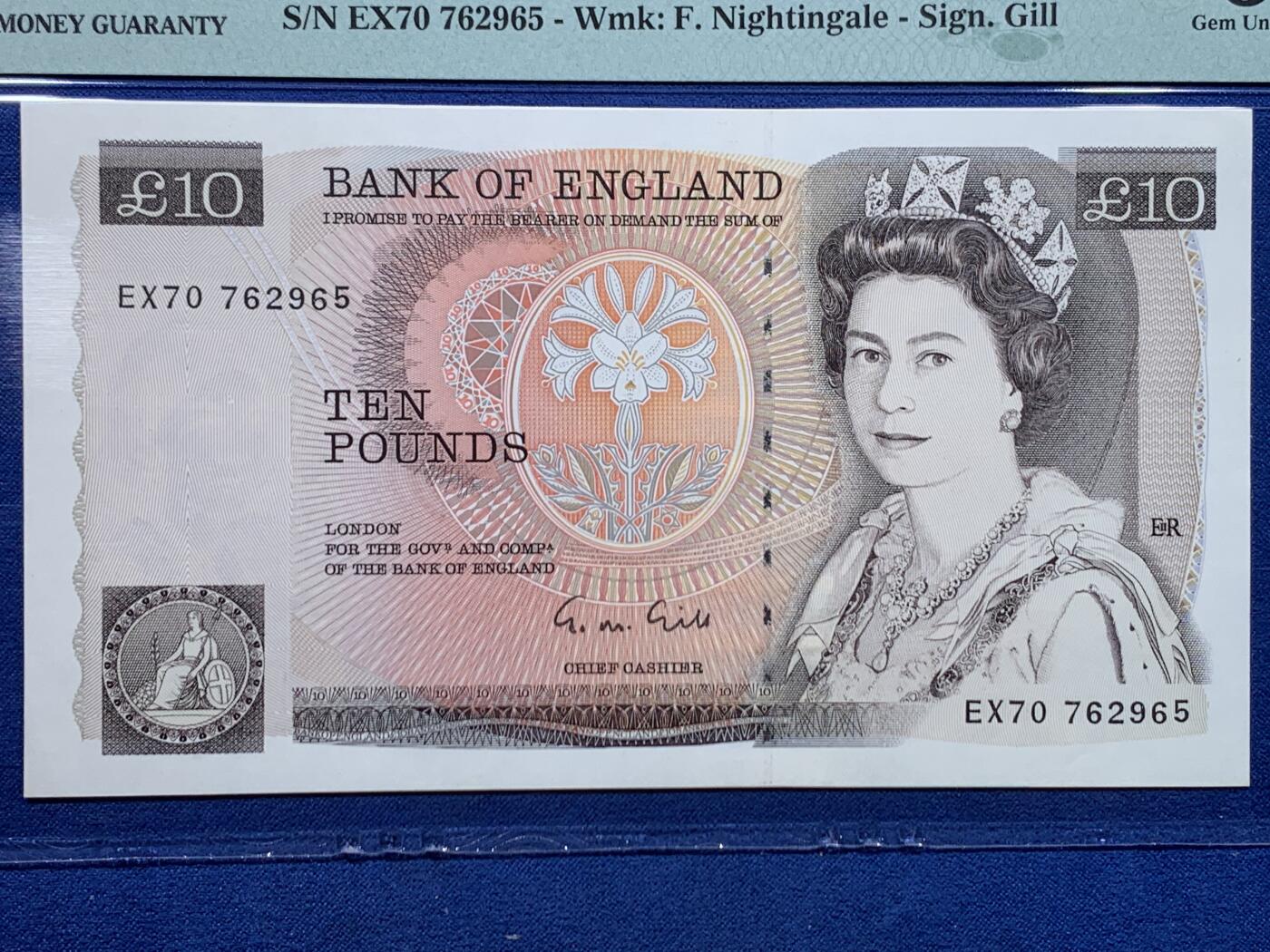 《竞宝斋》第447场 周日，周一，2场连拍 （全场包邮） PMG 66EPQ 英国D序列 1988-91年10镑