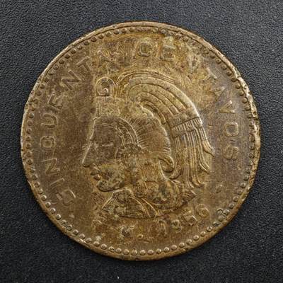 【淘币小摊】实时拍第八百二十七拍   散币场   满百包邮可预留二周 每周一统一发货   - 墨西哥1956年50分酋长铜币