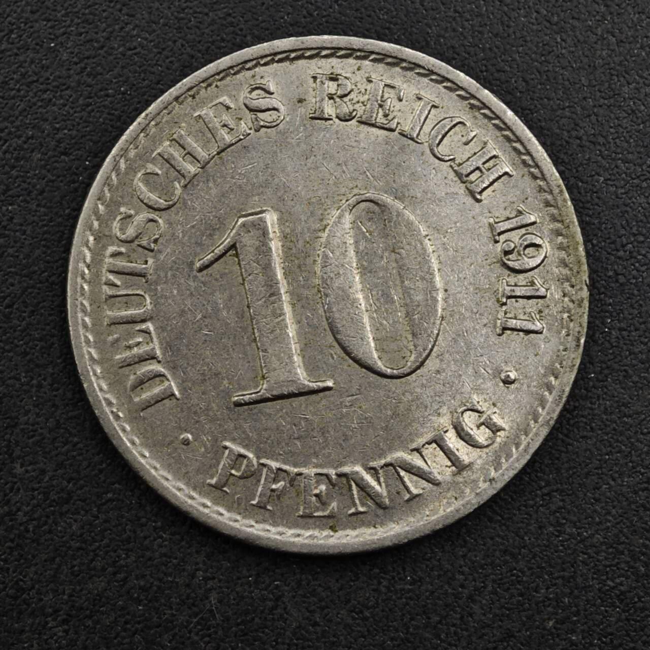 【淘币小摊】实时拍第八百二十七拍   散币场   满百包邮可预留二周 每周一统一发货   德国1911年10芬妮镍币