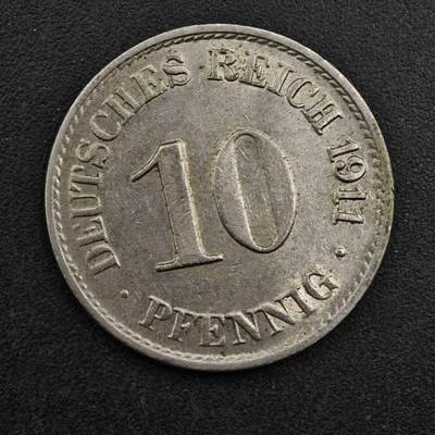 【淘币小摊】实时拍第八百二十七拍   散币场   满百包邮可预留二周 每周一统一发货   - 德国1911年10芬妮镍币