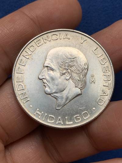 《竞宝斋》第447场 周日，周一，2场连拍 （全场包邮） - 墨西哥1955年伊达尔戈5比索银币