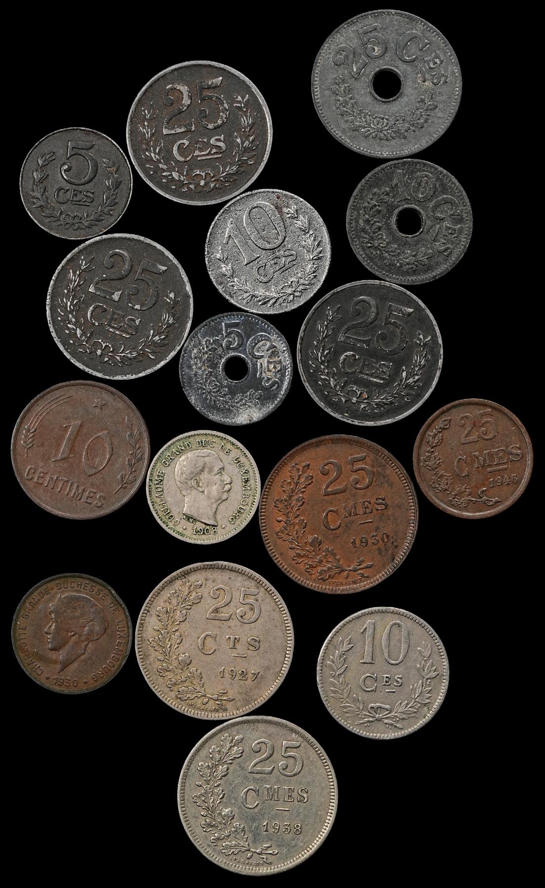 修遠堂世界钱币第九十七期 卢森堡旧硬币一组