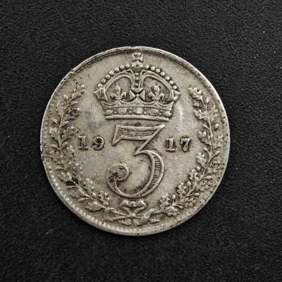 【淘币小摊】实时拍第八百二十七拍   散币场   满百包邮可预留二周 每周一统一发货   - 英国1917年乔治五世3便士银币