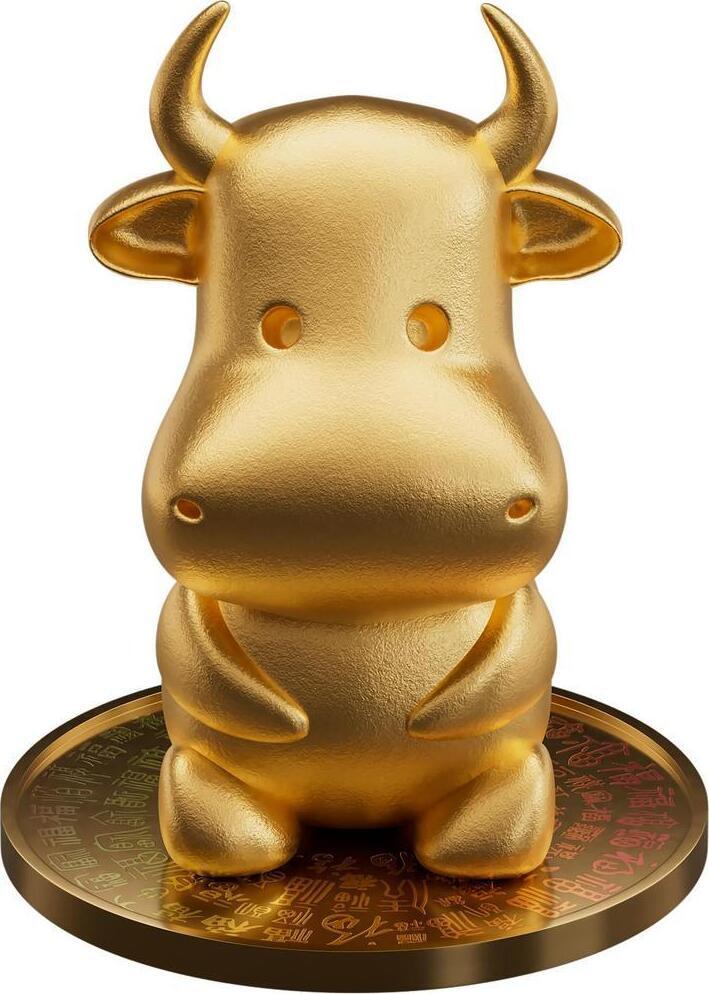 【期货】加纳2026年中国生肖牛年镶嵌358克立体铜牛雕塑3盎司镀金银币全球发行111枚