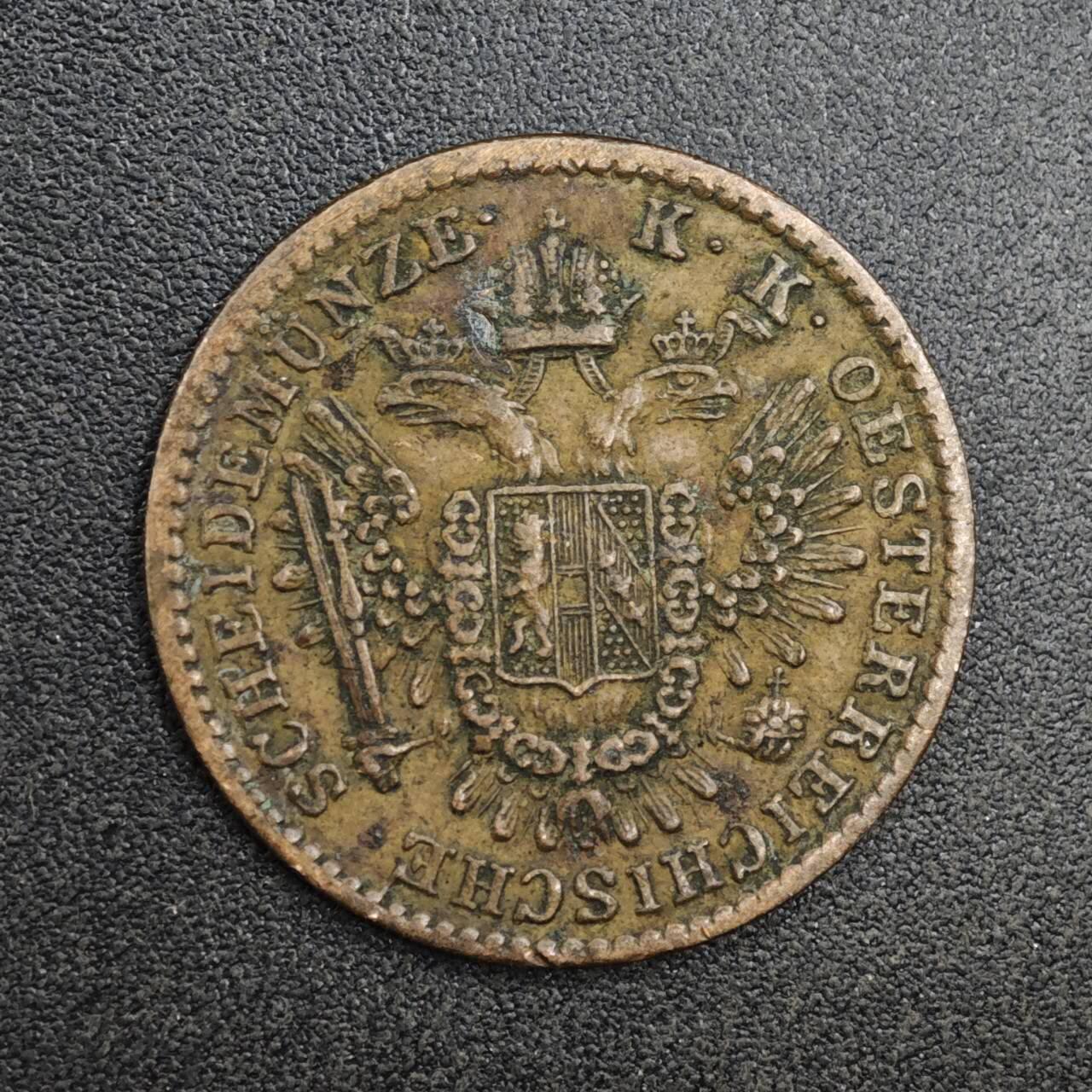 【淘币小摊】实时拍第八百二十七拍   散币场   满百包邮可预留二周 每周一统一发货   奥地利1851年1/2克鲁泽铜币