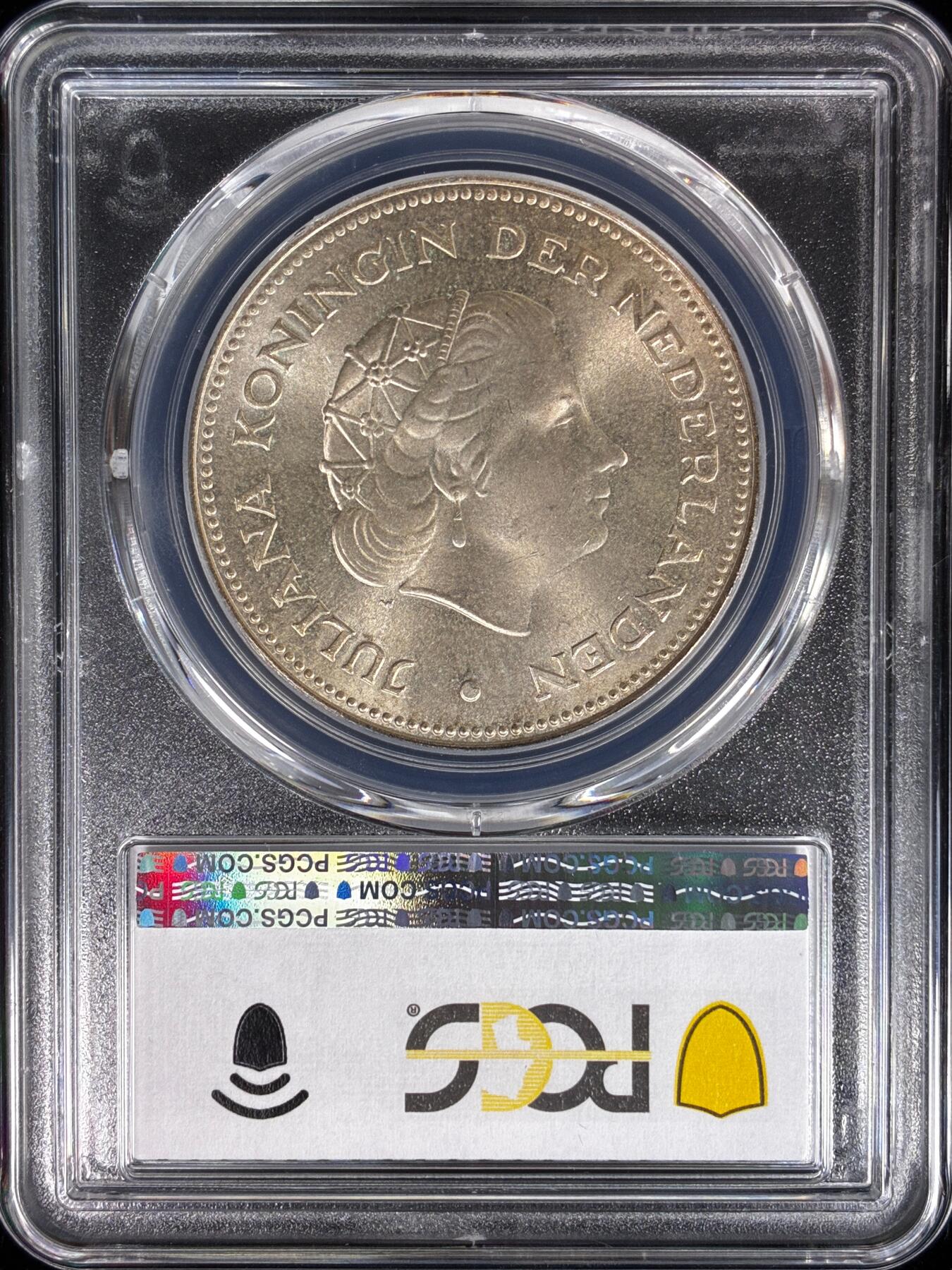 【雨安】【直播拍卖】【世界币章121期-评级币】2025-12-20 周六 19:30 保真 [评级现代] Netherlands 荷兰 王国 10盾 1970年 独立25周年  PCGS-MS66