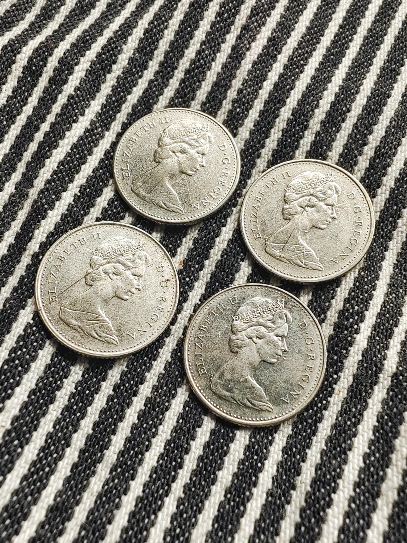 加拿大10分帆船镍币4枚不重复 分币 硬币 收藏  1968/1974/1977/1978