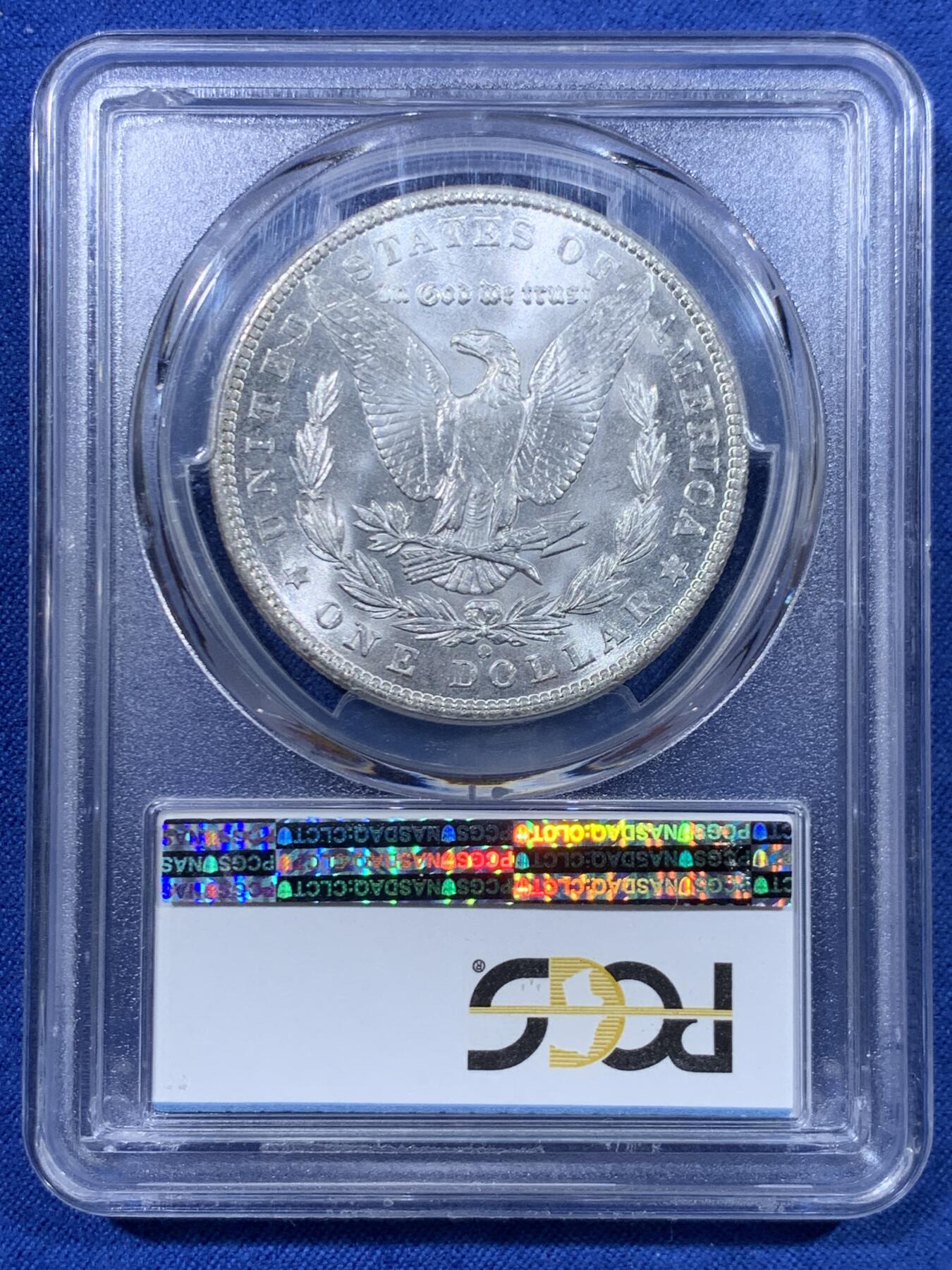 《竞宝斋》第447场 周日，周一，2场连拍 （全场包邮） PCGS MS64 美国1902年O版摩根一美元银币 早期标签 转光漂亮 支撑小磕 细节见图