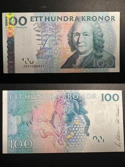 蒂克钱币-第51场 外国平价纸币最后一场 - 瑞典 100克朗纸币 全新 UNC