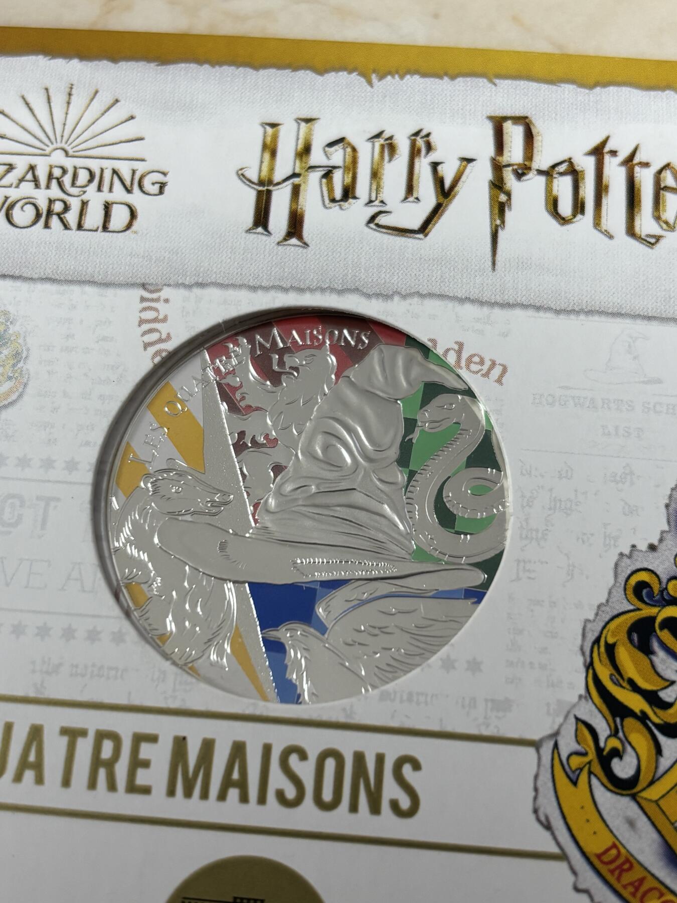 第186期拍卖 法国2021年哈利波特系列分拣帽50欧元彩色纪念银币，41克，900银
