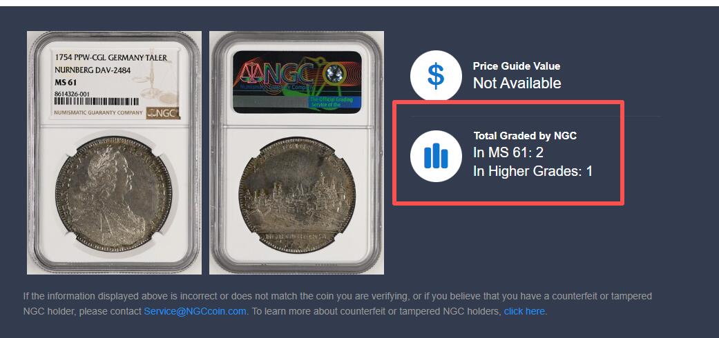 【雨安】【直播拍卖】【世界币章121期-评级币】2025-12-20 周六 19:30 保真 [评级德国] Germany 德国 德意志 1泰勒 Nurnberg纽伦堡 KM#0316 DAV-2484 (1754) 景观泰勒 1754年  NGC-MS61 原味淡美包浆 深打 细节一流 亚军分 更高分数仅1枚 大拍上极具想象空间的热门景观币