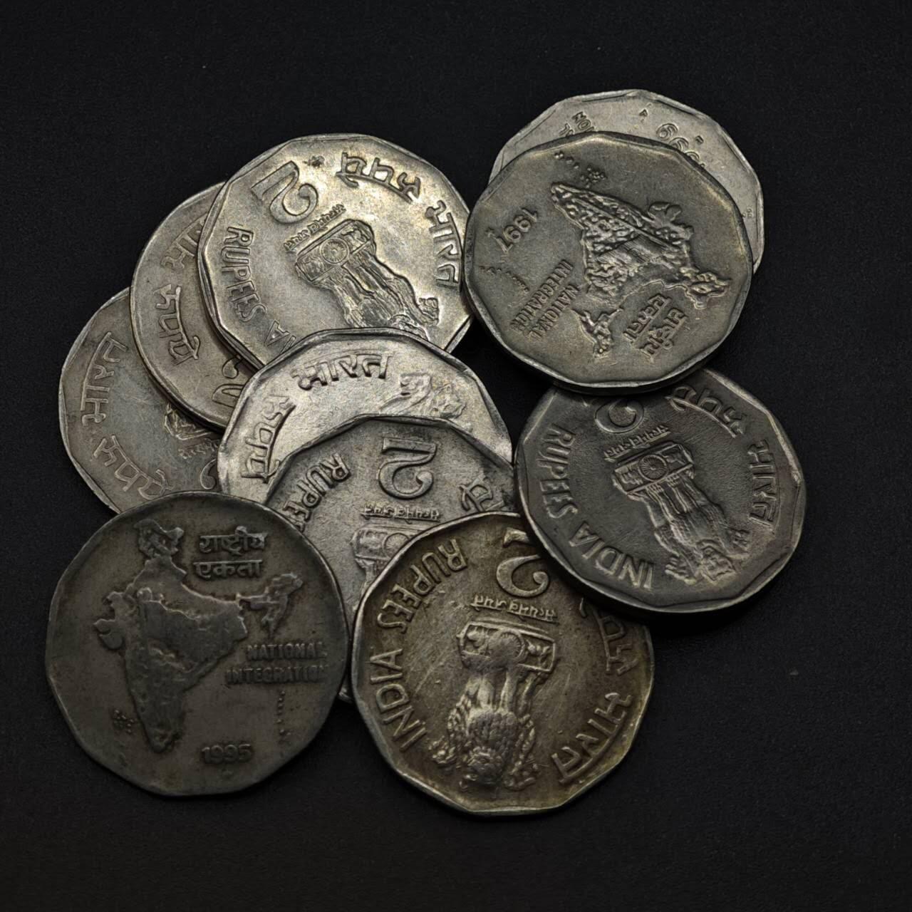 【淘币小摊】实时拍第八百二十七拍   散币场   满百包邮可预留二周 每周一统一发货   印度2卢比10枚