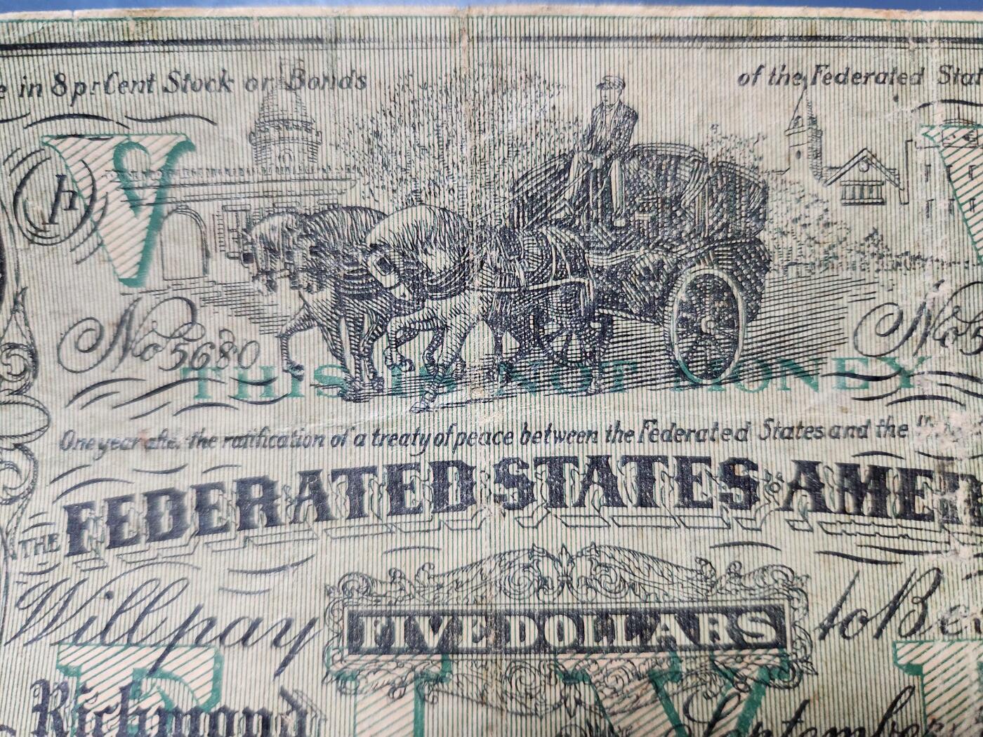 12月13号晚上8点 外国纸币自动截拍第72场 老版美元1864年5三驾马车