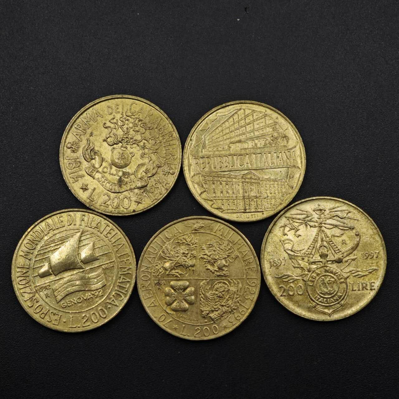 【淘币小摊】实时拍第八百二十七拍   散币场   满百包邮可预留二周 每周一统一发货   意大利200里拉纪念币5枚