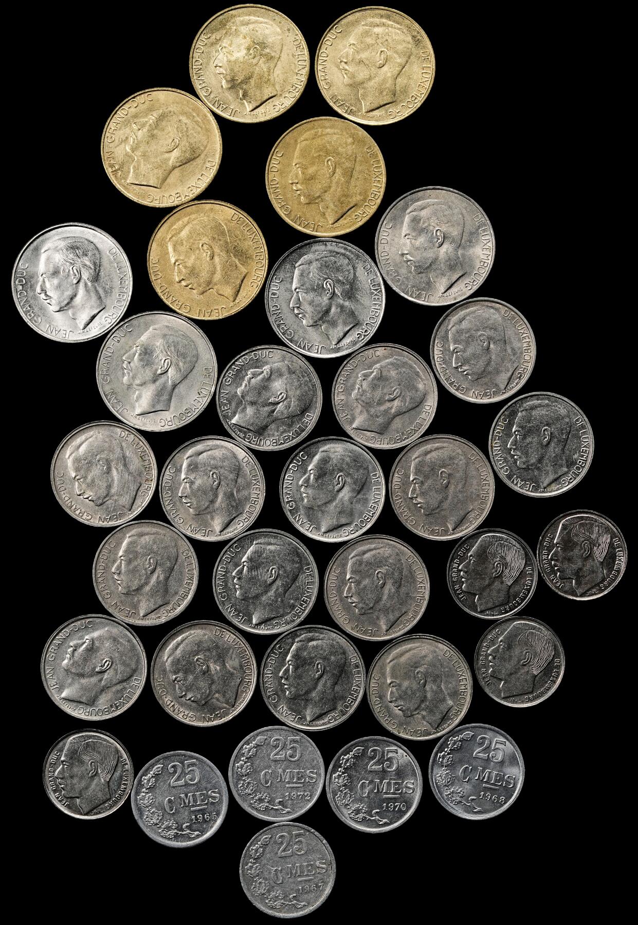 修遠堂世界钱币第九十七期 卢森堡现代币一组 每一枚都不重复