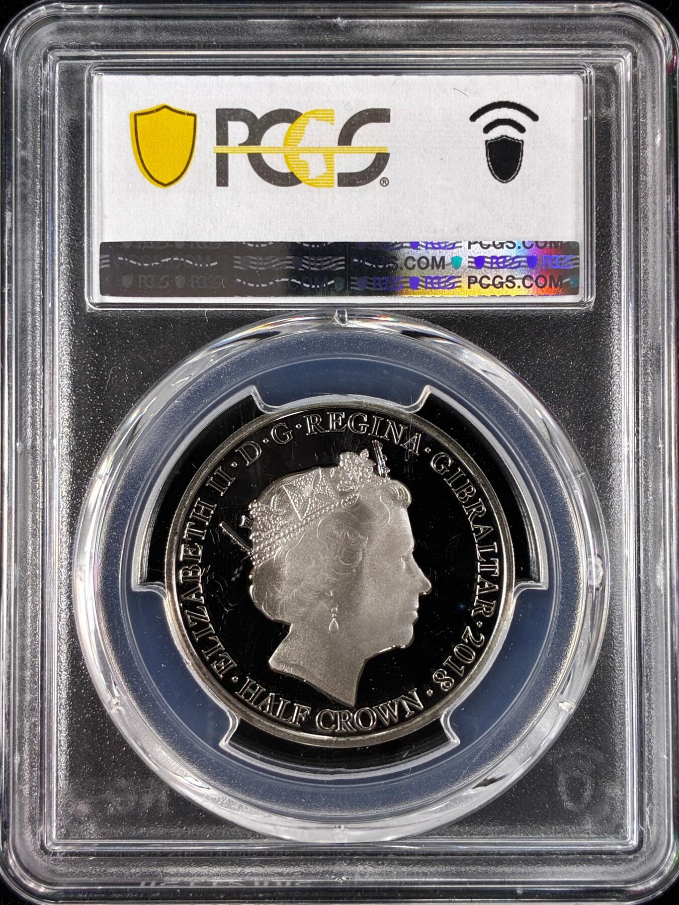 【雨安】【直播拍卖】【世界币章121期-评级币】2025-12-20 周六 19:30 保真 [评级现代] Gibraltar 直布罗陀 1/2克朗 2018年 日落 PCGS-PR68DCAM 精制