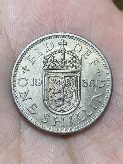 2025年第一百三十六场(总第一百六十二场）外国好品纸夹散币场(免佣金) - 英国🇬🇧1966年1先令(伊丽莎白二世青年桂冠第二版，苏格兰盾徽版)