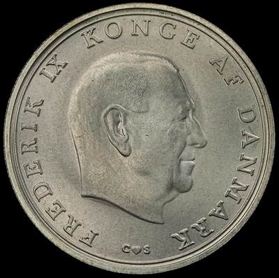 修遠堂世界钱币第九十七期 - 1968 年丹麦-弗雷德里克九世之女本尼迪克特公主婚礼纪念10 克朗银币 20.40g，含银80% 