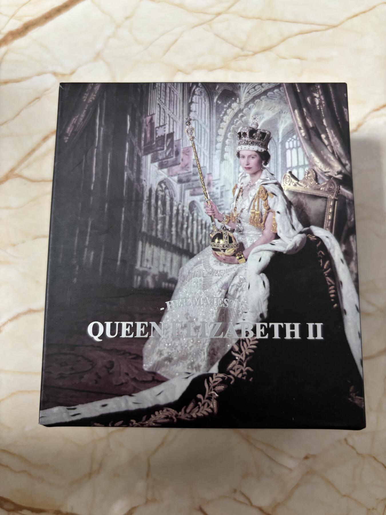 第186期拍卖 纽埃2022年怀念伊丽莎白女王2盎司加厚高浮雕银币原盒证书，发行量700枚，999银