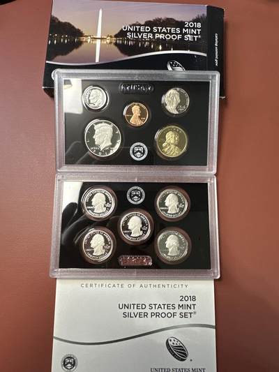 12.25银币、套币、精制币专场 -  2018年美国精制币银币套装 10枚（1分-1元5枚、国家公园5枚）原盒带证书
