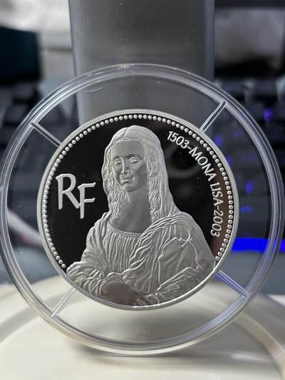 第186期拍卖 - 法国2003年达芬奇蒙娜丽莎诞生500周年5盎司银币，950银，发行999枚，有氧化