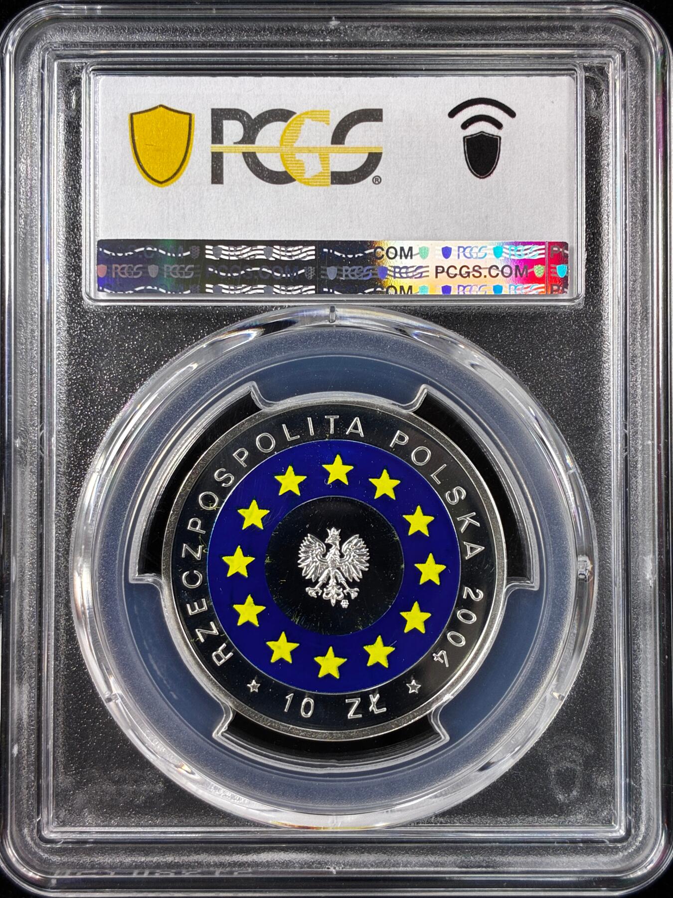 【雨安】【直播拍卖】【世界币章121期-评级币】2025-12-20 周六 19:30 保真 [评级现代] Poland 波兰 10兹罗提 2004年 欧盟 PCGS-PR68DCAM 精制