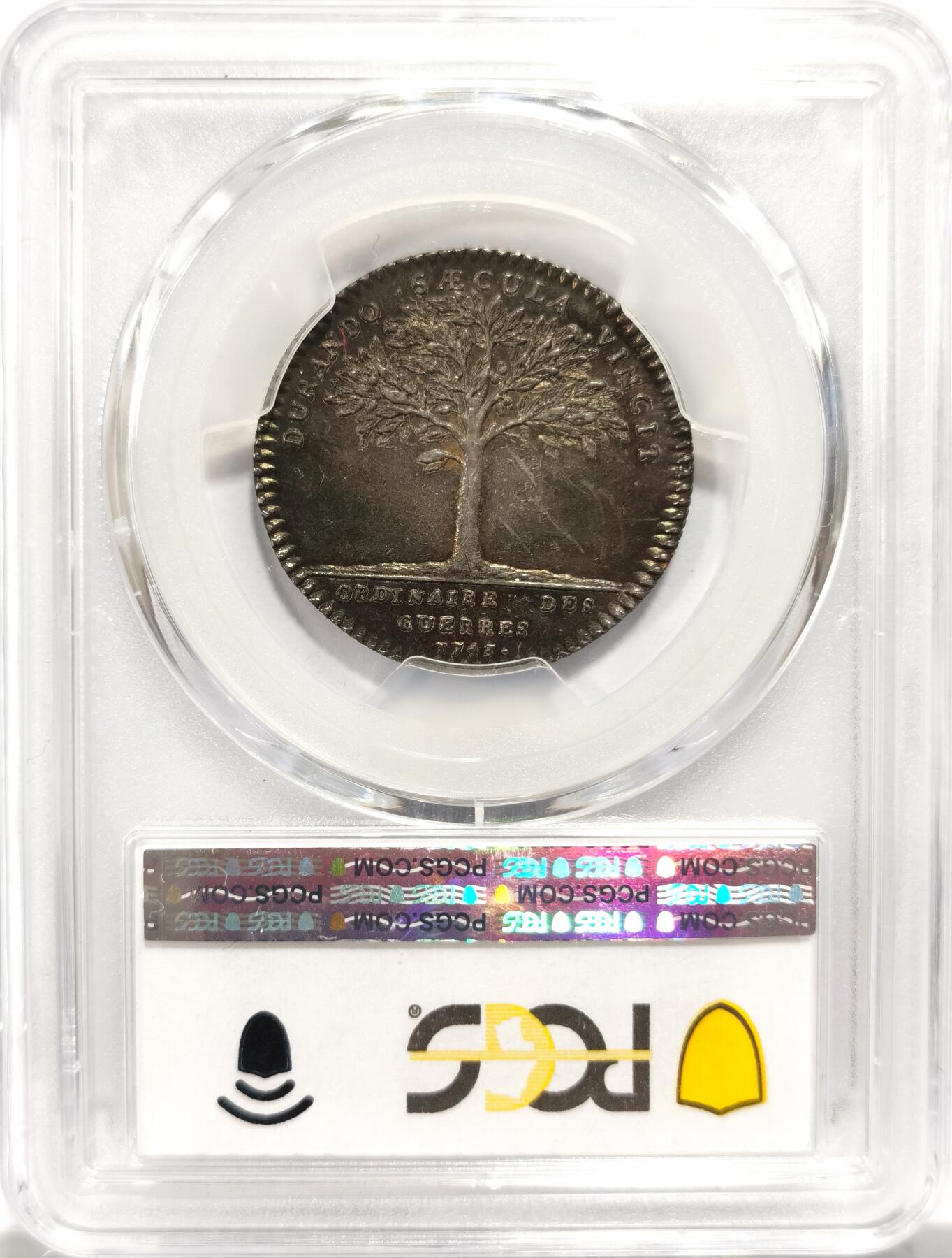 博洋堂世界钱币拍卖第153期（全场包邮） PCGS AU58 法国1743年战争事务银质代币Jeton，唯一冠军分！